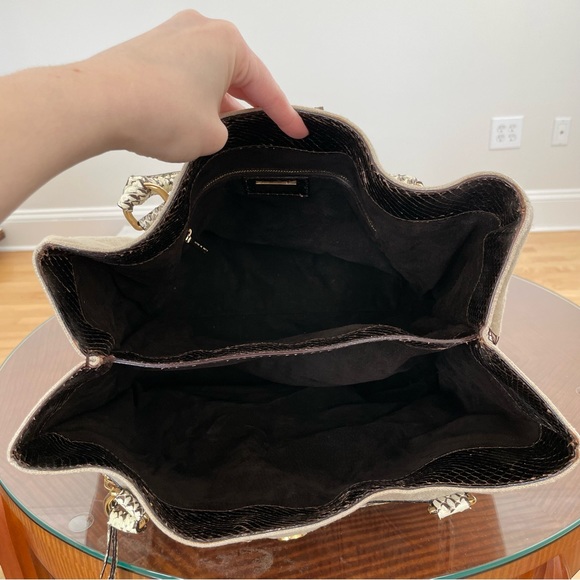 DOLCE & GABBANA large shoulder bag/tote. Snakeskin trim and gold hardware. - Picture 14 of 17